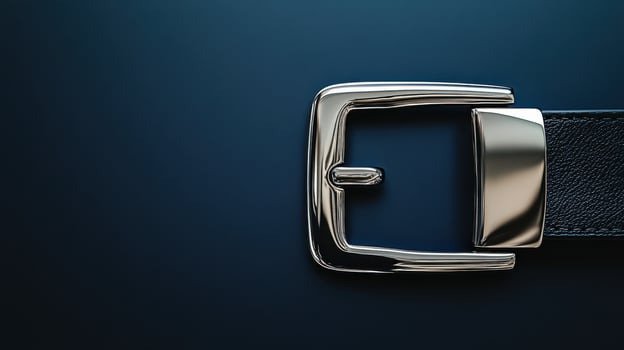 A belt with a silver buckle on a dark background photo
