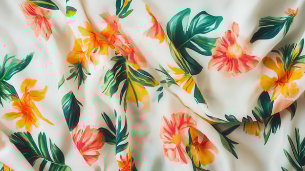 A white fabric with tropical flowers on it photo