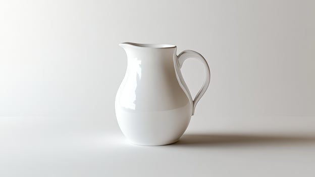 Elegant white ceramic pitcher on a minimalist background capturing simplicity and timeless design in a serene setting photo