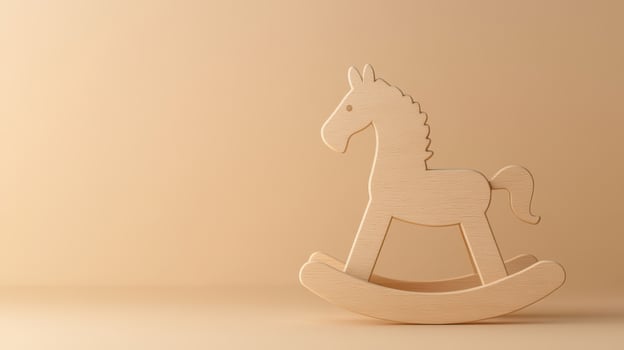 Wooden rocking horse on beige background 3d render photo