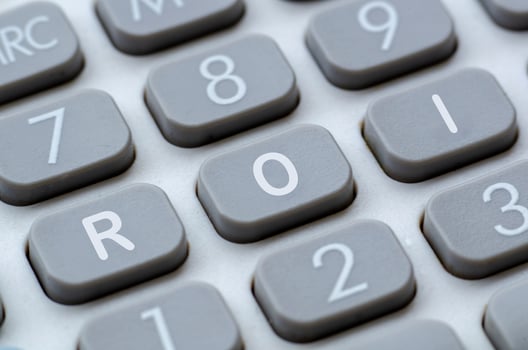 ROI representing Return On Investment letter on calculator button photo
