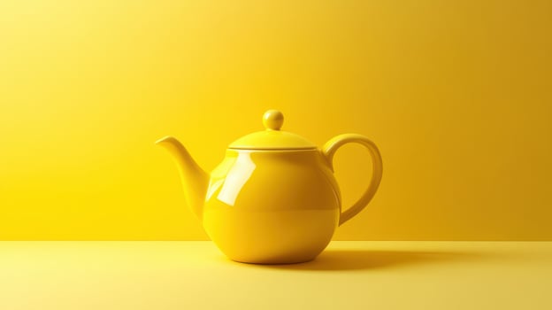 Bright yellow teapot stands out against a vivid yellow background, creating an eye-catching visual display in a minimalist setting photo