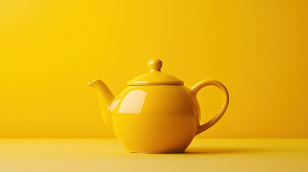 Bright yellow teapot displayed on a simple yellow background for a cheerful kitchen decor idea photo