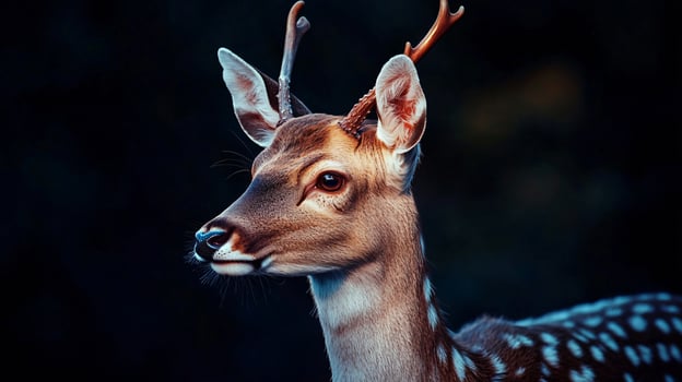 Elegant deer with spotted fur in gentle sunlight photo