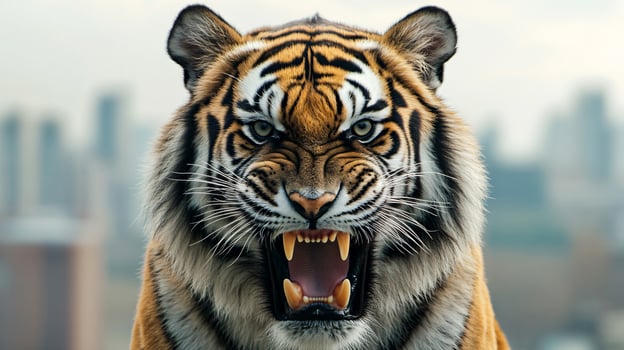 Fierce tiger roaring with strength and intensity photo