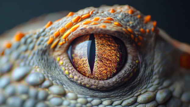 Close-up of a lizard's textured eye, vibrant details. photo