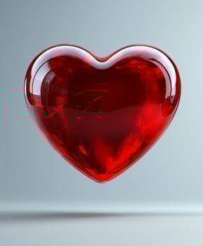 Red heart shape floating in a light background represents love and affection photo