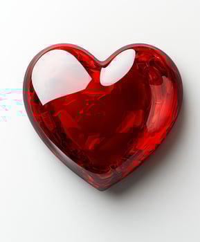 Bright red heart shaped crystal object on a white background for decorative purposes photo