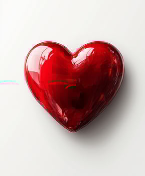 Bright red heart shaped decoration on a light background photo