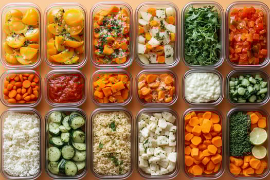 Meal prep containers filled with healthy food promoting national nutrition month photo