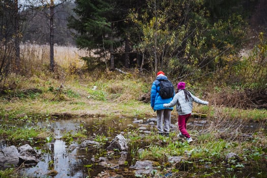 Children Exploring Nature A Beautiful Outdoor Adventure Awaits as Kids Enjoy Hiking Through the Scenic Wilderness and Discovering Wildlife photo