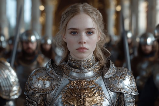 Portrait of a female knight in shining armor photo
