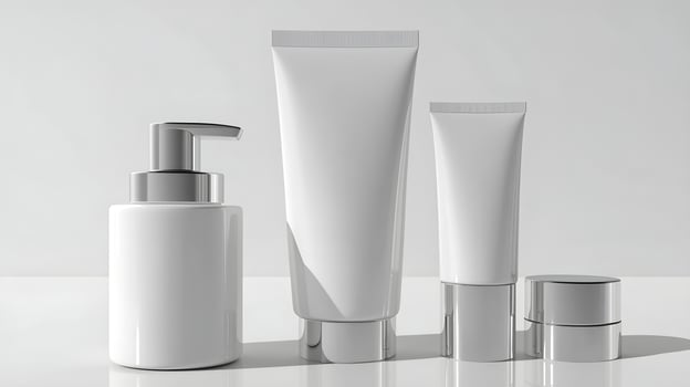 white cosmetic products on a table photo