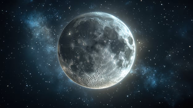 Majestic Moon in the Cosmic Sea A Celestial Portrait of Lunar Serenity photo