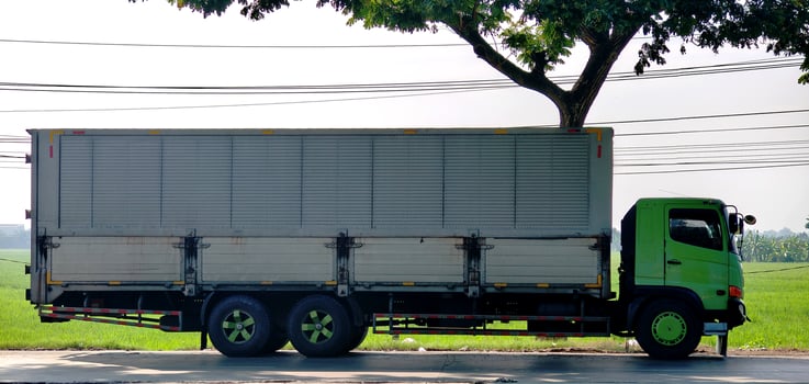 container truck park in street. shipping transportation. photo
