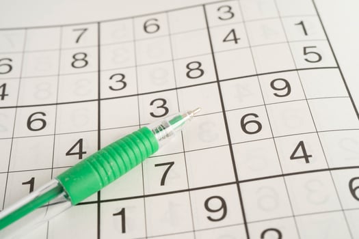 Puzzle, game to play for keep you brain younger for developing Alzheimer disease in senior photo