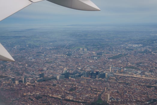 Aerial View of a Brussels City with Skyscrapers and Park photo