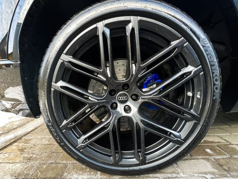 Kyiv, Ukraine - March 04, 2025- Close-up of a stylish alloy Audi RSQ8 car Hankook wheel with performance tire photo