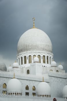 Mega Majestic Sheikh Zayed Grand Mosque Domes Against a Dramatic Overcast Sky photo