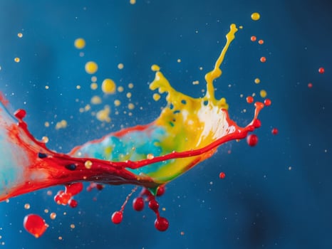 Vibrant watercolor splash creates dynamic visual impact on blue background photo
