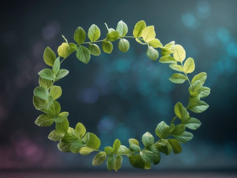 Green Leaves Frame with Dark Background for Creative Nature Projects photo