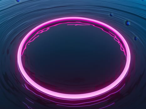 Pink Neon Circle Reflecting on Dark Water Abstract Background photo