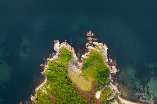 View from a drone vertically down on the rocks of Cape Kuzmin photo