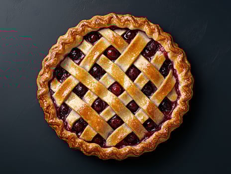 A delicious Homemade Cherry Pie with a Lattice Crust photo