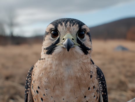 Close up portrait of a falcon with intense gaze photo