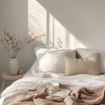 Cozy Minimalist Bedroom with Soft Natural Light and Neutral Tones photo