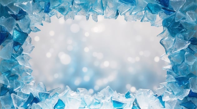 Translucent blue ice cubes resting on a bright white surface, offering a crisp and clean visual aesthetic. photo