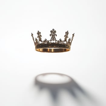 Elegant golden crown casts a shadow in a minimalist setting showcasing its intricate design and craftsmanship photo