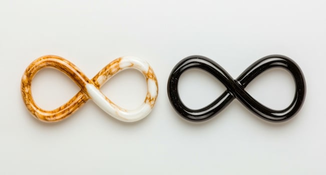 Two infinity symbols in black and brown marble photo