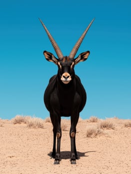 Black sable antelope standing in the desert photo