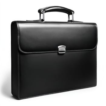 Premium black leather briefcase designed for business use, featuring a sleek clasp and durable handle for professionals photo