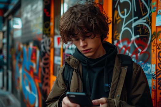 A boy with a phone photo