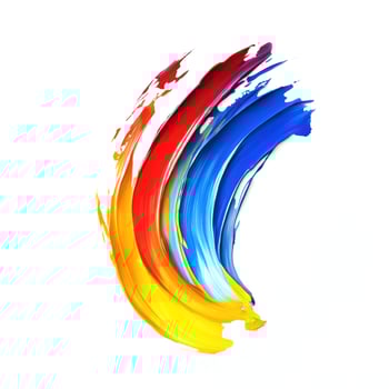 Vibrant brush strokes swirl together in a colorful abstract design showcasing red, blue, yellow, and orange hues photo