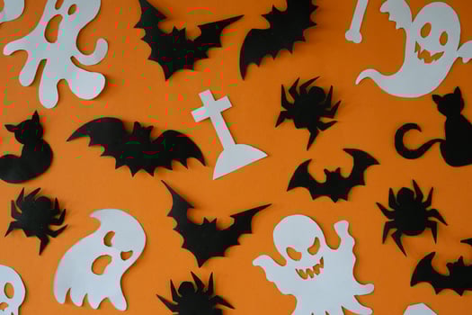 Halloween background with graveyard and ghost pattern photo
