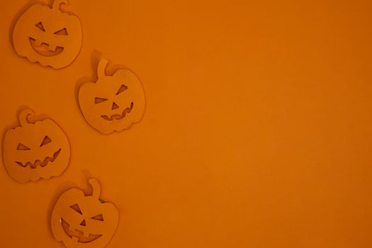 four pumpkin decoration for copy space background photo