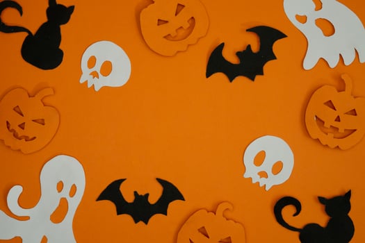 skull and cat decoration for copy space background photo