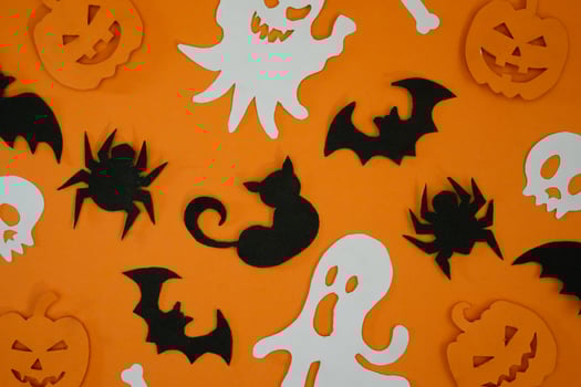 Halloween background with bat and spider pattern photo