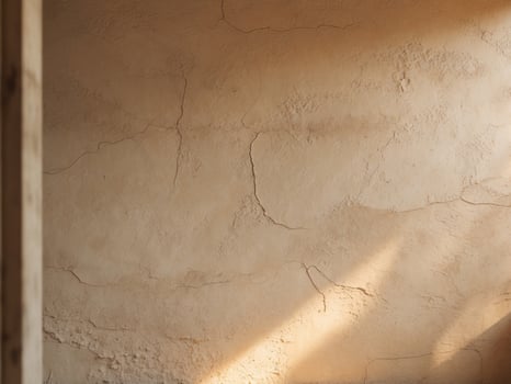 Textured beige wall with rustic plaster finish. photo