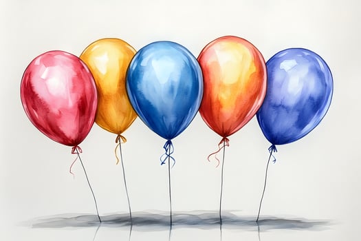 Vibrant Balloons Colorful Watercolor Balloon Illustration for Party Decor or Cards photo