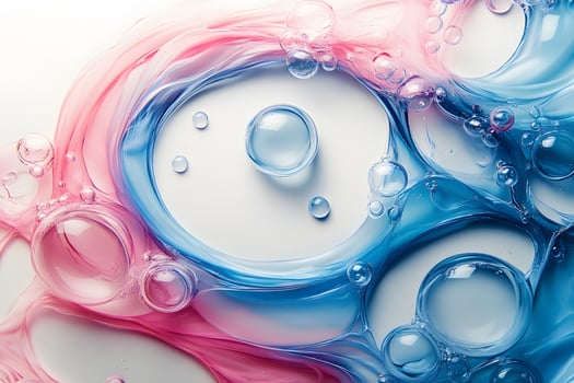 Abstract Fluid Art with Pink and Blue Bubbles for Modern Design photo