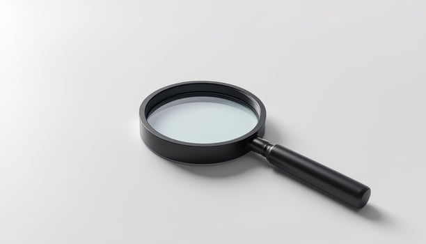 A Black Framed Magnifying Glass Tool Lying Flat on a White Surface for Study or Research photo