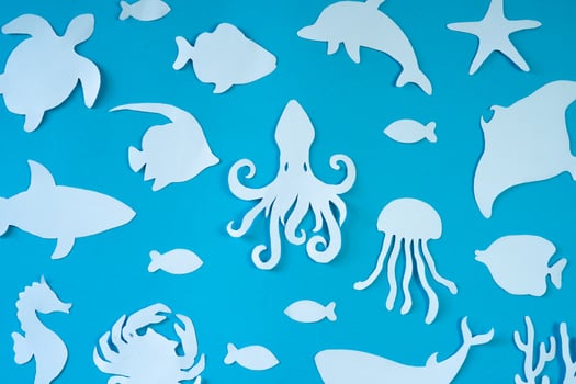 Coral Fish pattern in paper cut out craft photo