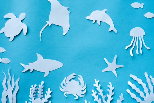 Marine life background in paper cut out craft photo