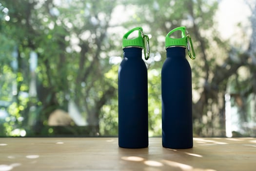 Two blue minimal reusable water bottle photo