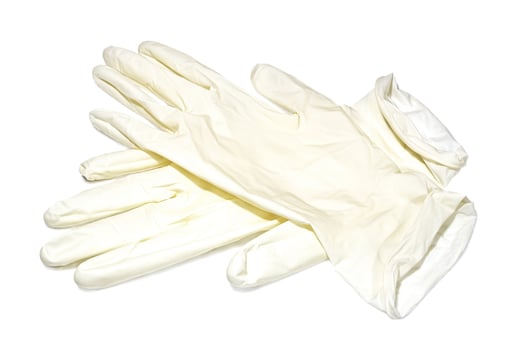 White medical latex gloves. Medicine and health care photo