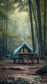 A tent in the woods photo